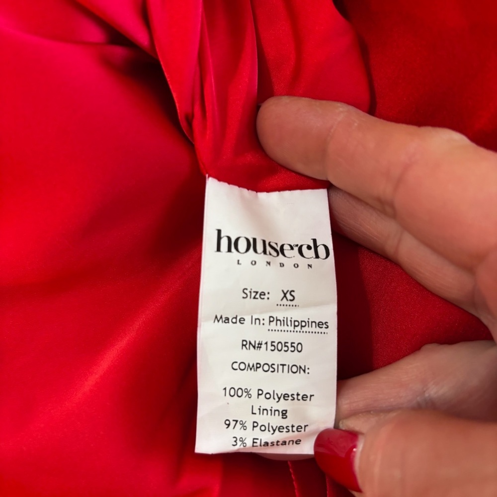 House of CB Colette Fitted Satin Midi Skirt In Scarlet Red Size XS - Picture 7 of 7